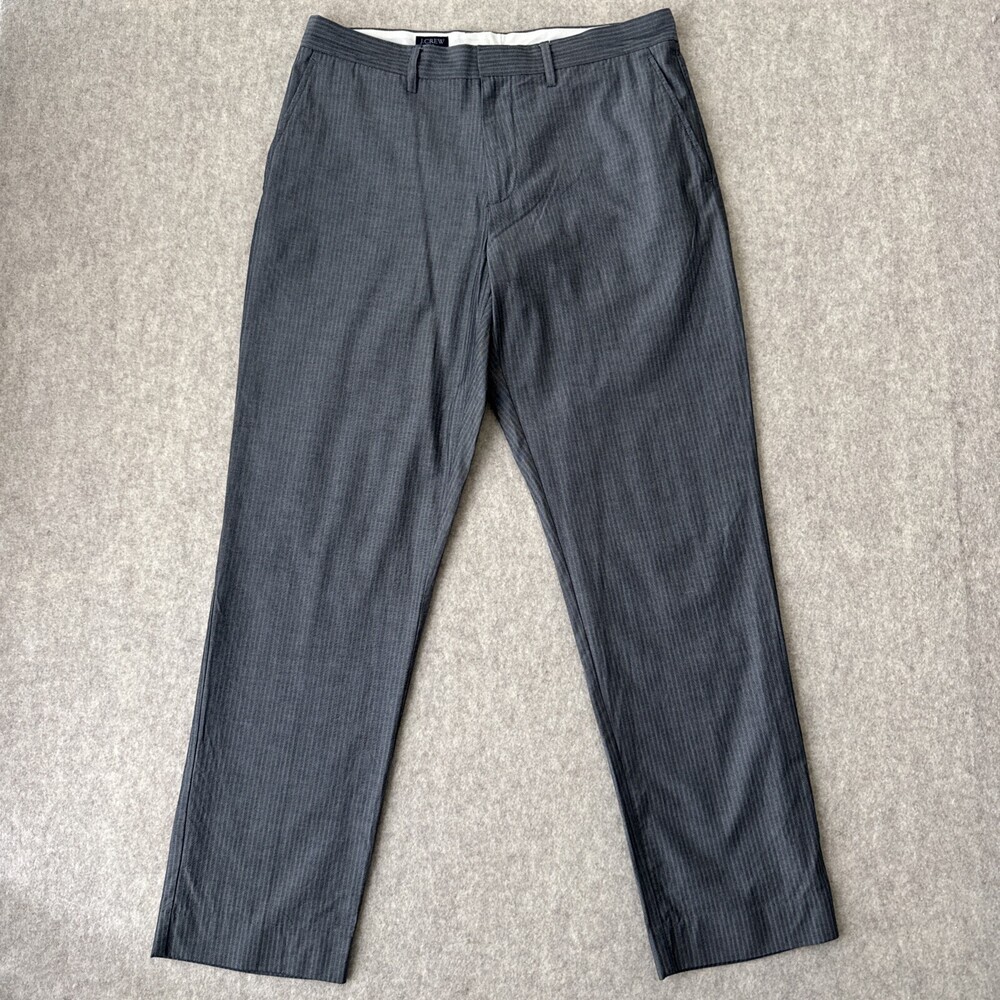 J Crew Bedford Dress Pants Mens 33x31 Grey Herringbone Cotton